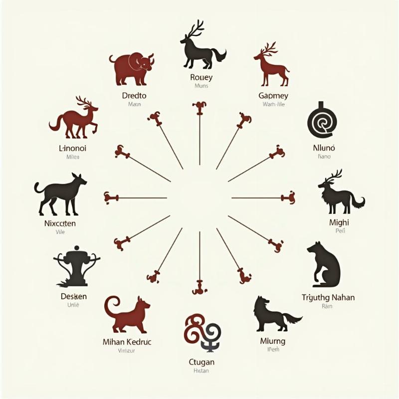 Biểu tượng và ý nghĩa của 12 cung hoàng đạo trong chiêm tinh học.