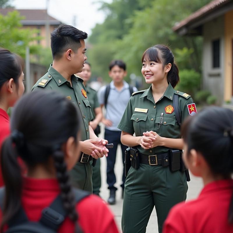 Can bo cong an trung cap tham gia tuong tac cong dong va xay dung phong trao an ninh to quoc