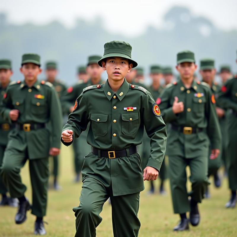 Hinh anh chien si nghia vu cong an dang ren luyen the chat va ky luat va nghiep vu co ban