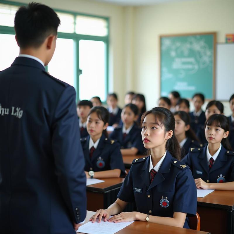 Hoc vien trung cap cong an nghiem tuc trong gio hoc tai truong cong an