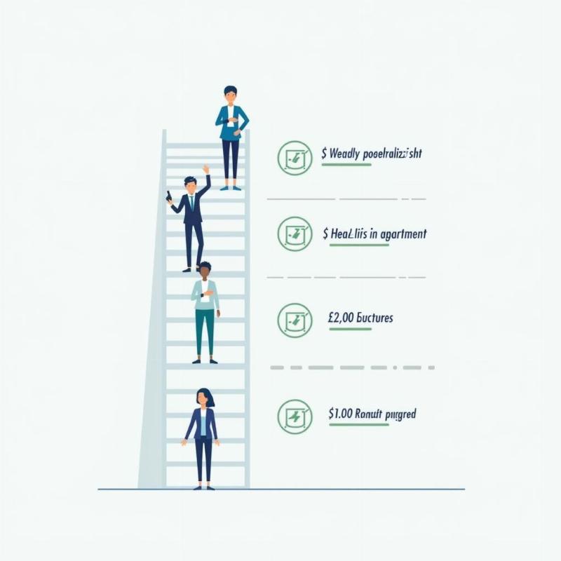 Biểu đồ hoặc hình ảnh minh họa lộ trình thăng tiến và mức lương ước tính trong ngành khách sạn