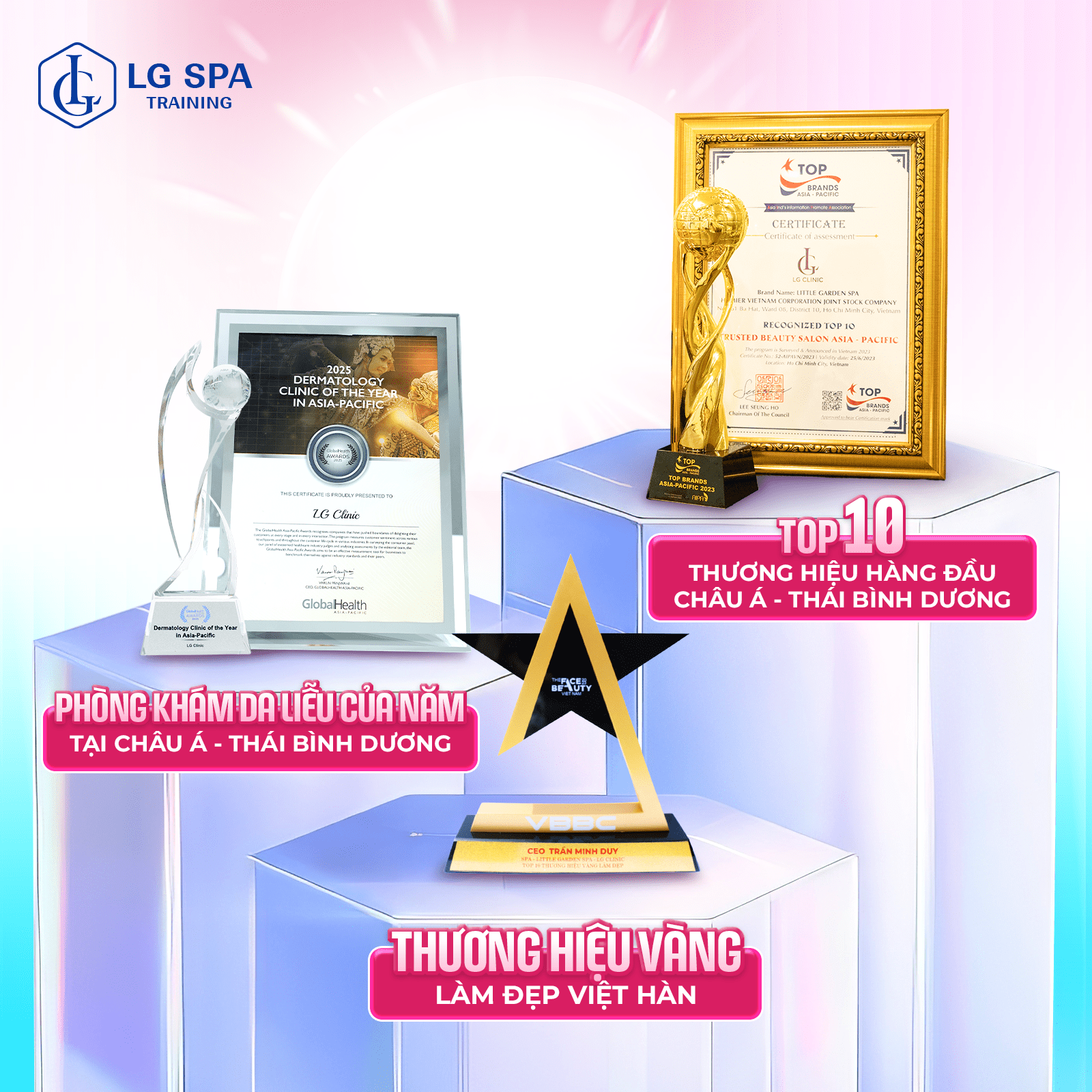 LG Spa Training Center vinh dự nhận nhiều giải thưởng uy tín, khẳng định vị thế đào tạo nghề spa hàng đầu